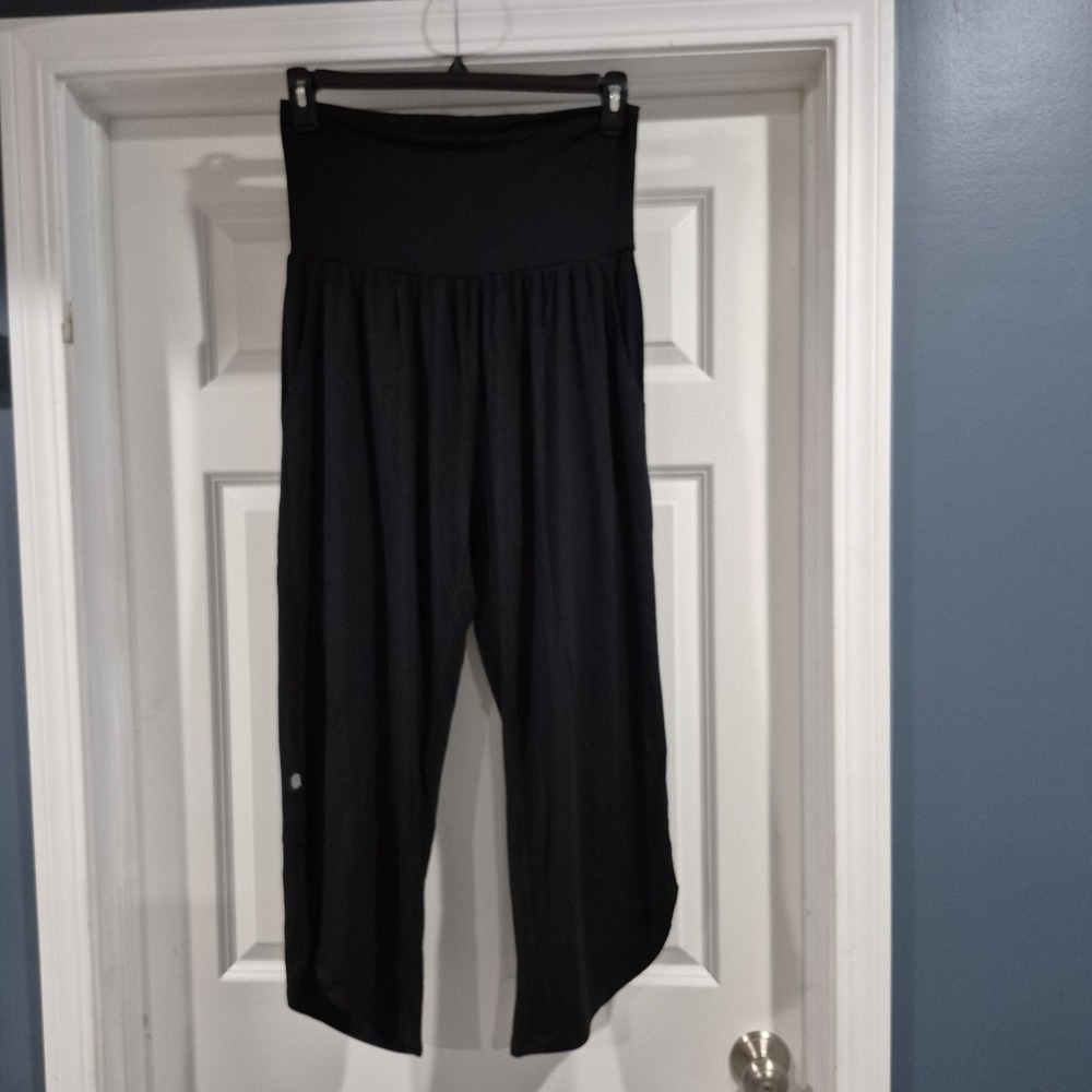 Slightly Buddha Bamboo Flow Pant Womens Large Black Foldover Waist Yoga Lounge